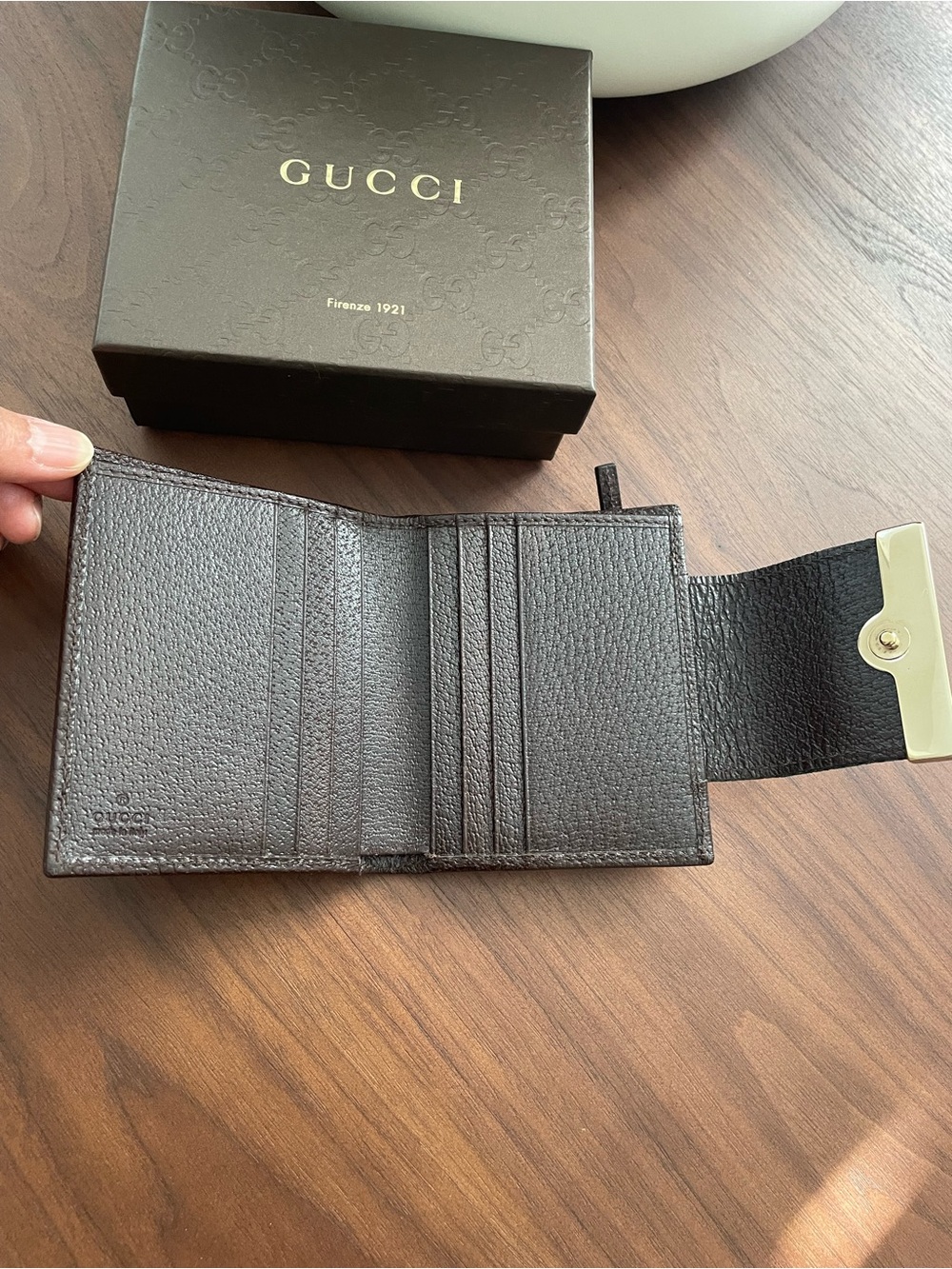 Gucci GG Canvas Tri-Fold Card Holder with Green and Red Web. Authentic. - Picture 5 of 13